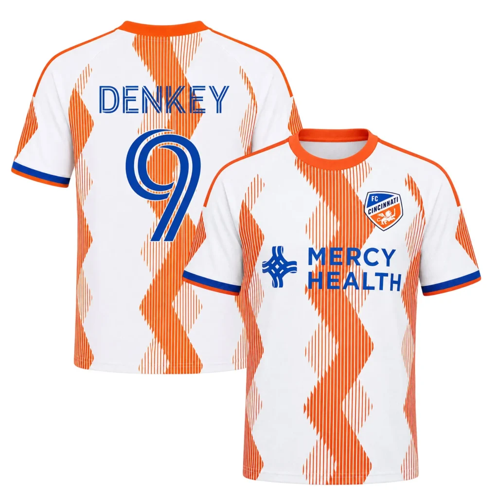 FC Cincinnati Away Jersey Kevin Denkey Vibrant Fan Shirt