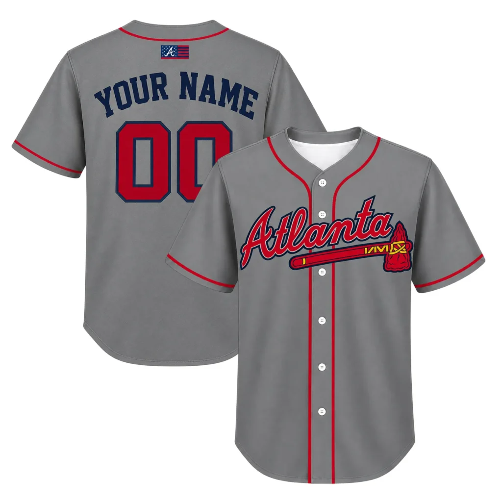 Atlanta Braves Grey Jersey Custom Bold Fan Style
