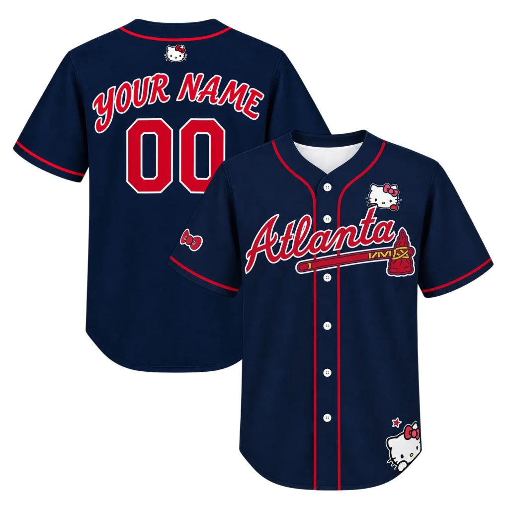 Atlanta Braves Hello Kitty Navy Jersey 2026 Trendy Custom Fan Apparel