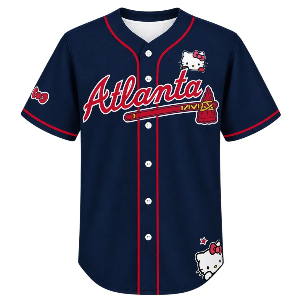Atlanta Braves Hello Kitty Navy Jersey 2026 Trendy Custom Fan Apparel