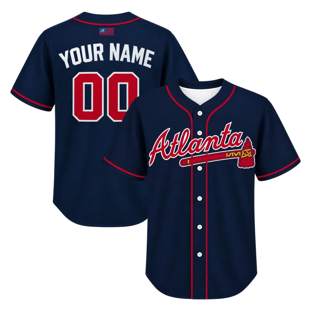 Atlanta Braves Navy Jersey Custom Elite Fan Look