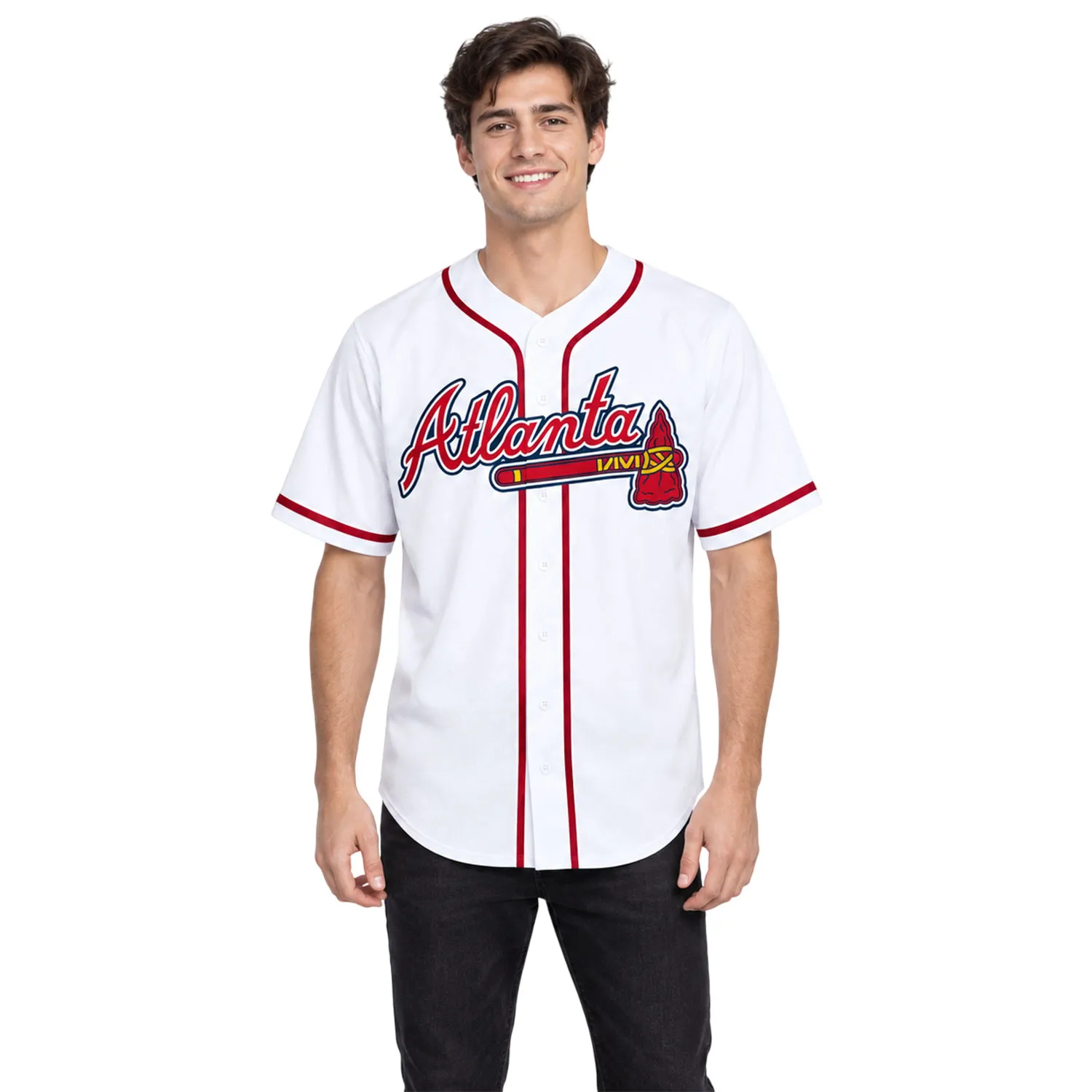 Atlanta Braves White Jersey Custom Name Number Bold Team Apparel - Image 5