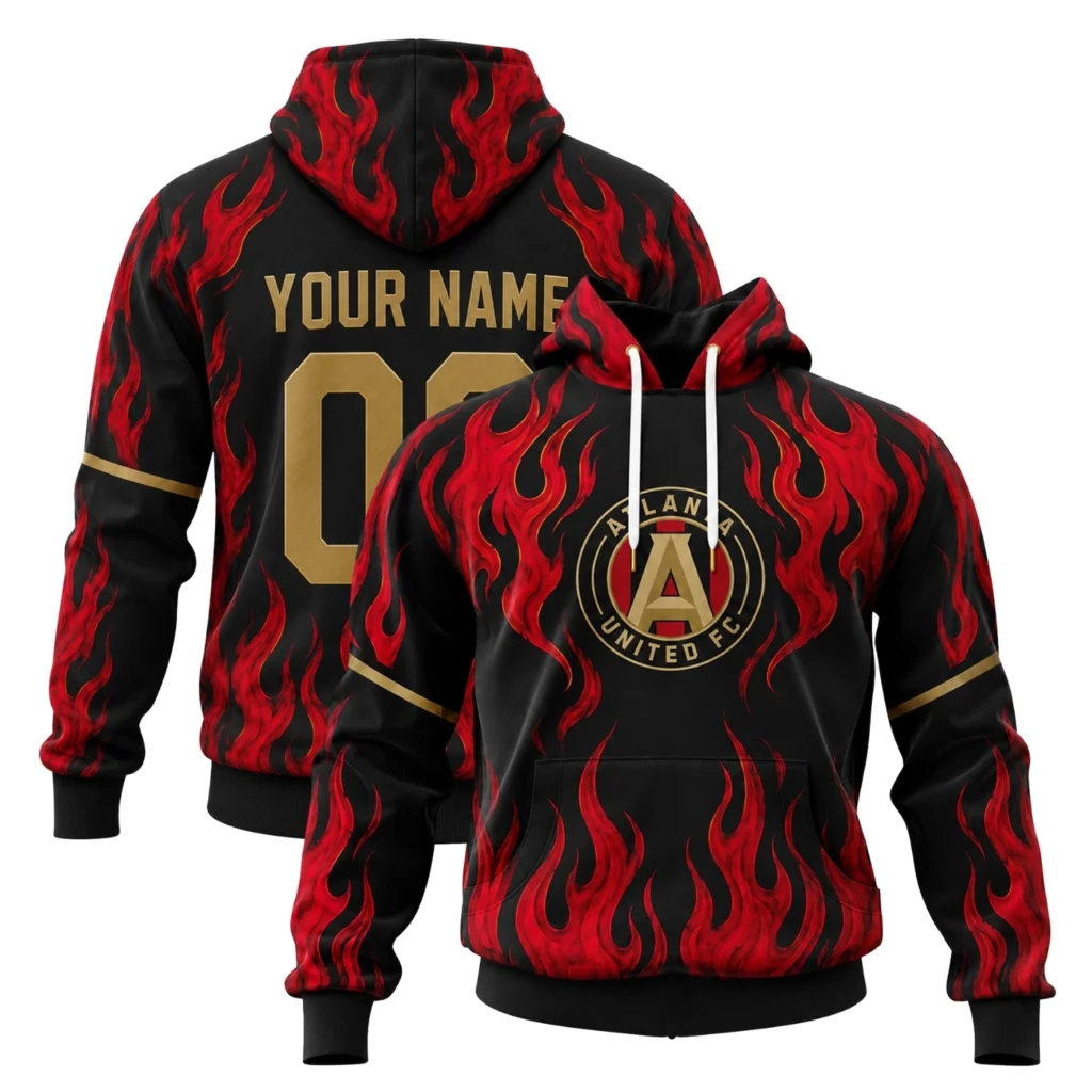 Atlanta Soccer Hoodie Custom Remarkable Flame Graphic