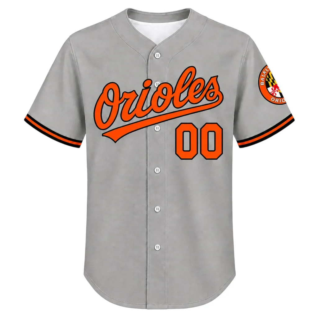 Baltimore Orioles Grey Road Custom Jersey Vibrant Merch Sport