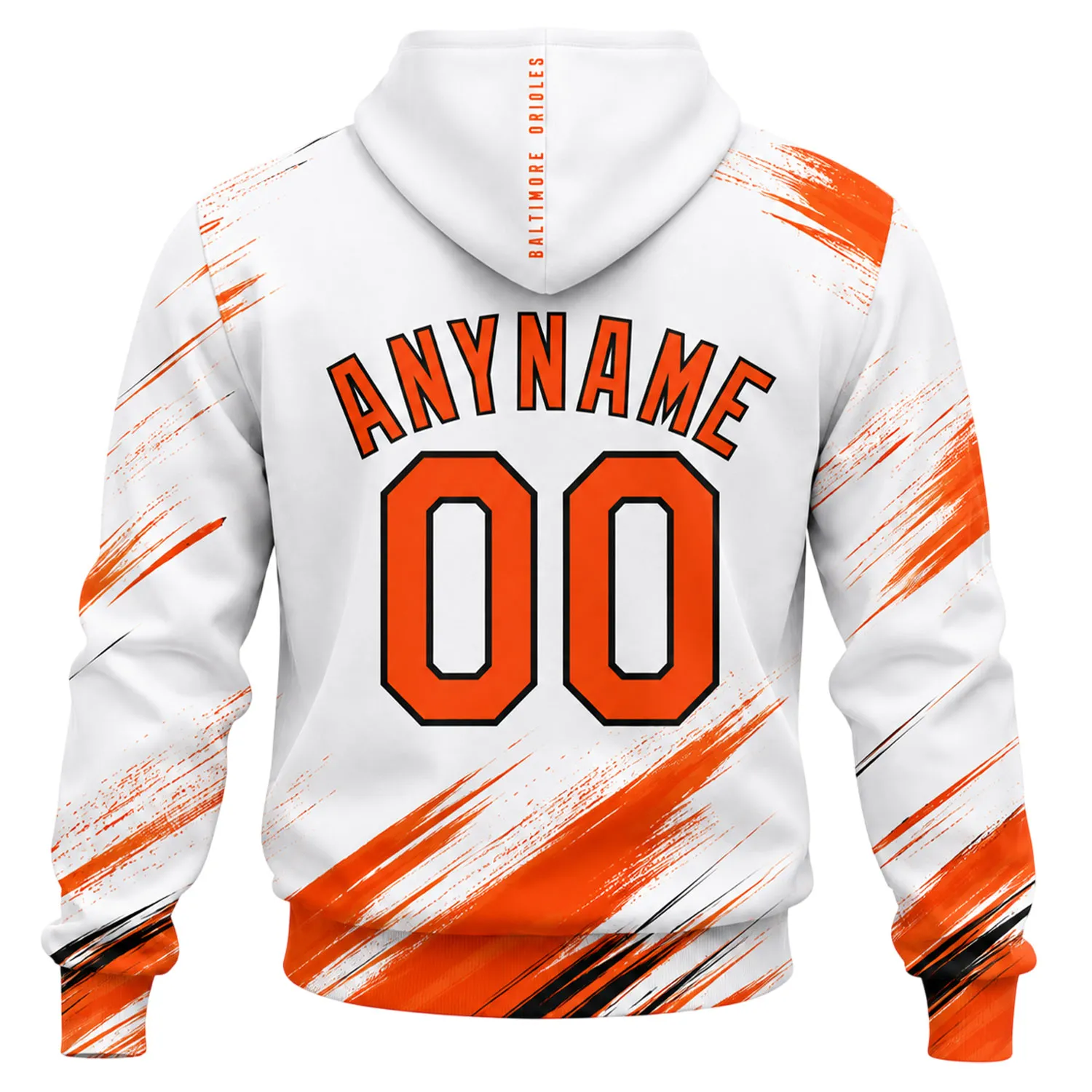 Baltimore Orioles White Hoodie Bold Custom Name and Number - Image 3