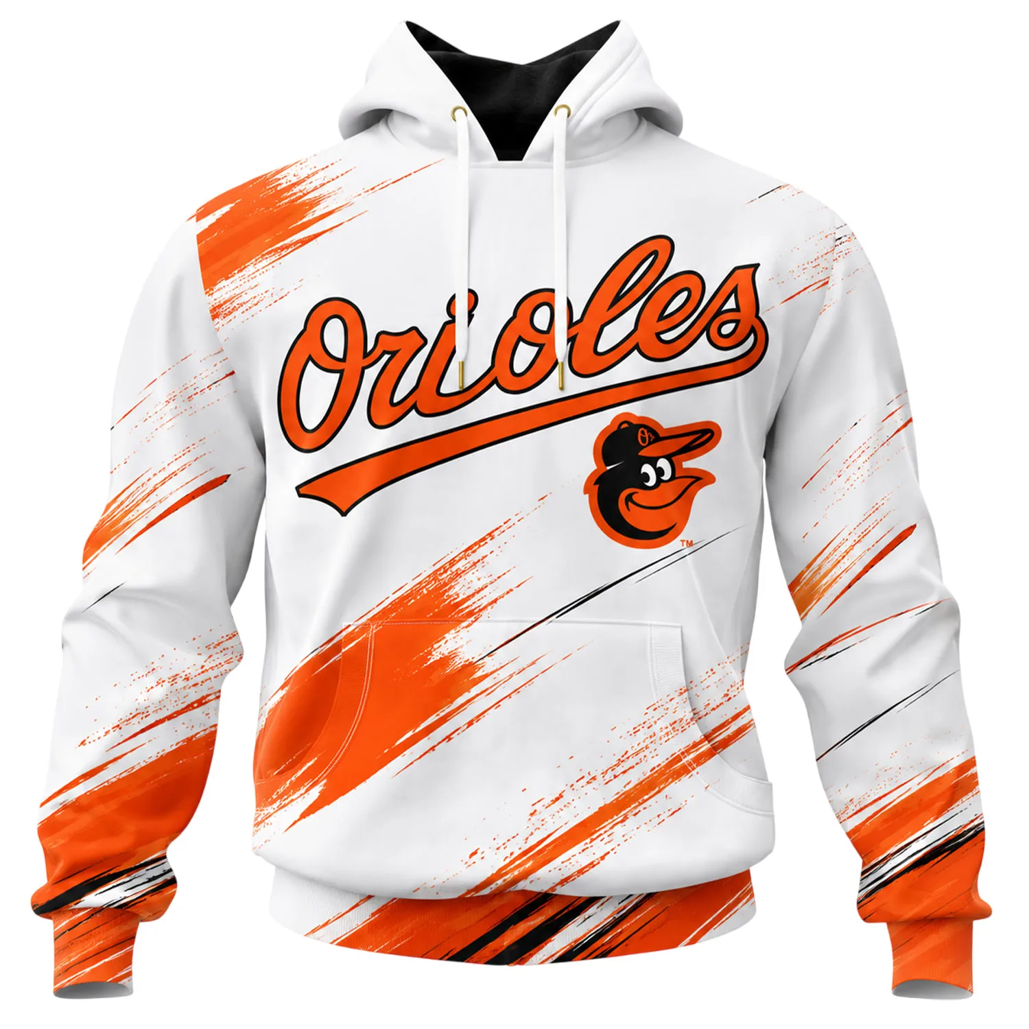 Baltimore Orioles White Hoodie Bold Custom Name and Number - Image 2