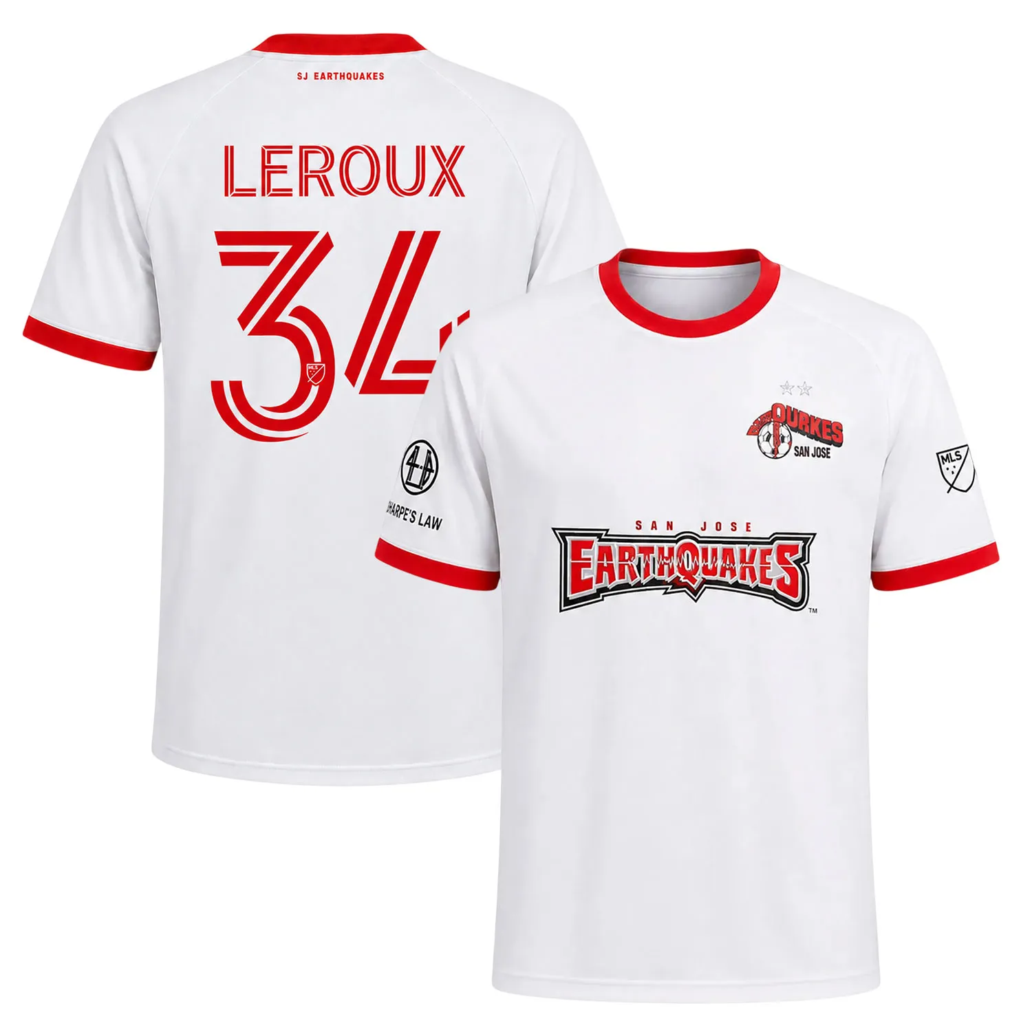 Beau Leroux Earthquakes Home White Jersey – Pride Edition