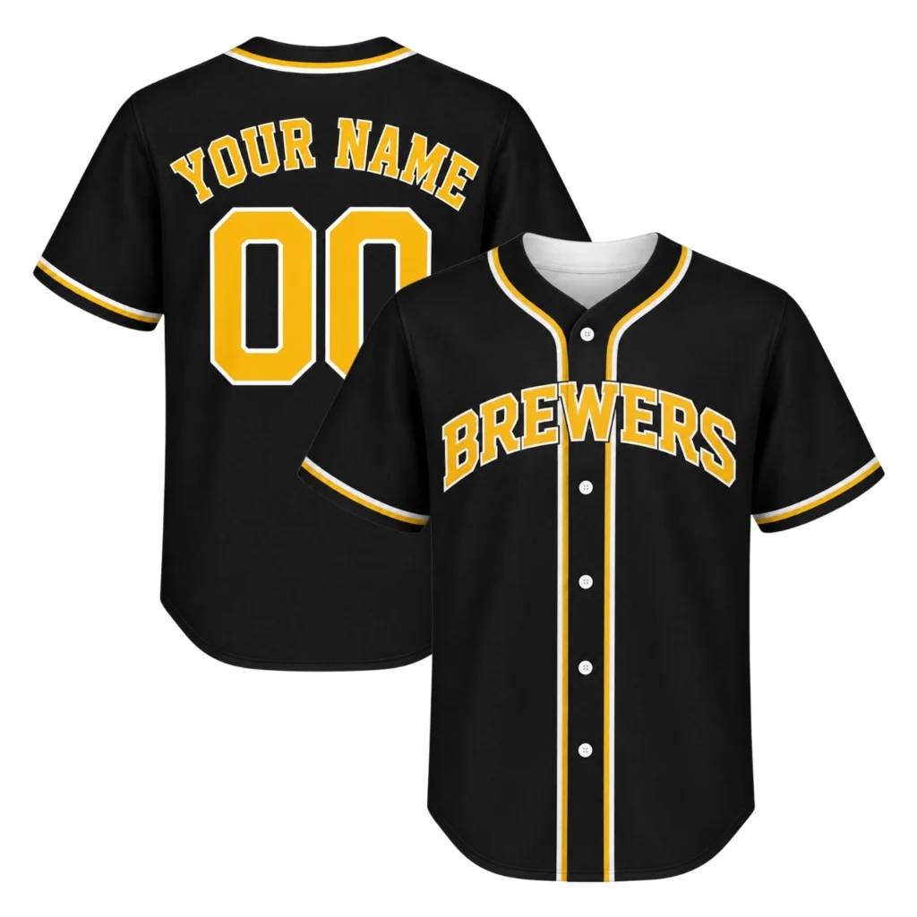 Brewers Black Baseball Jersey Strong Fan Design