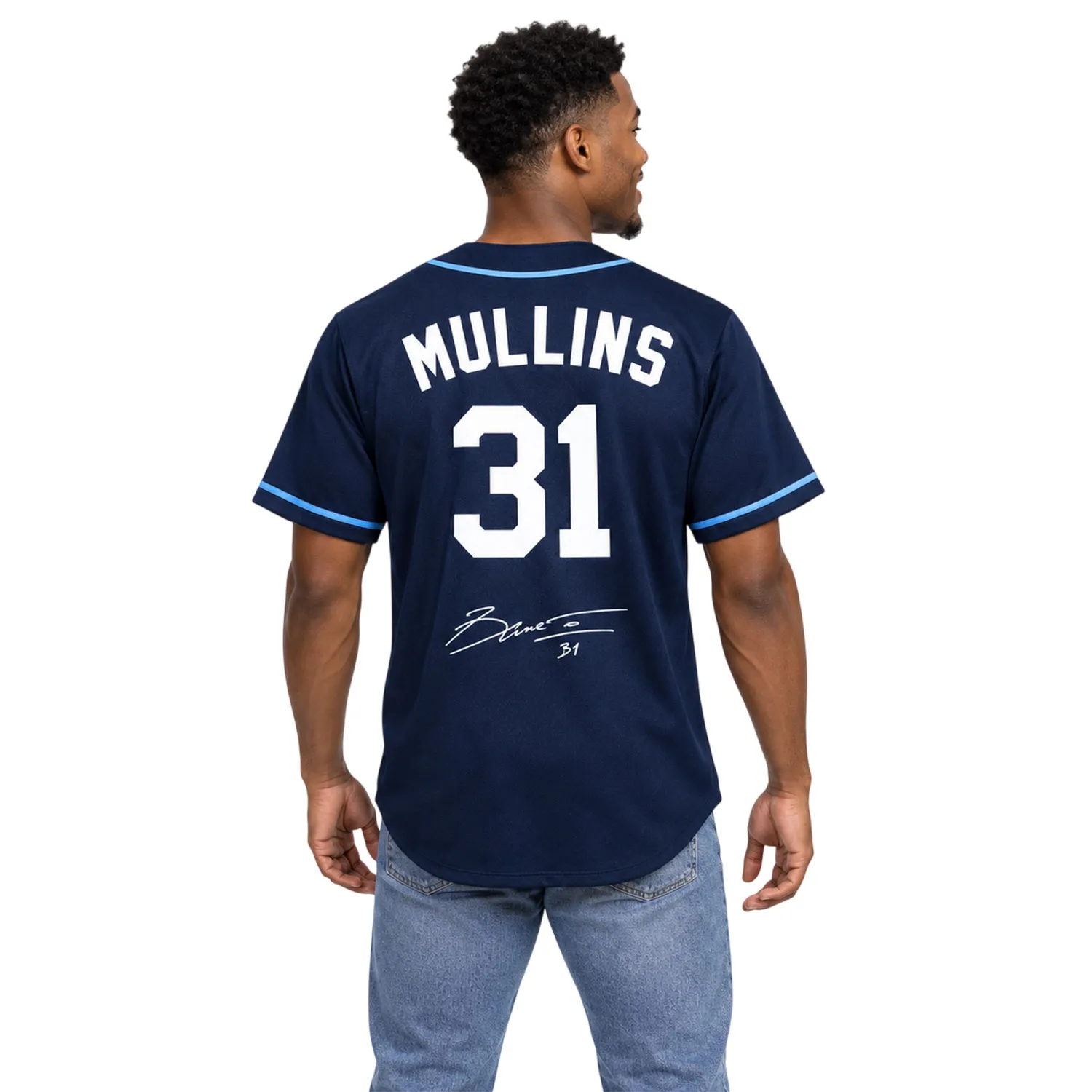 Cedric Mullins Rays Navy Jersey Fan Wear Bold Name & Number - Image 4