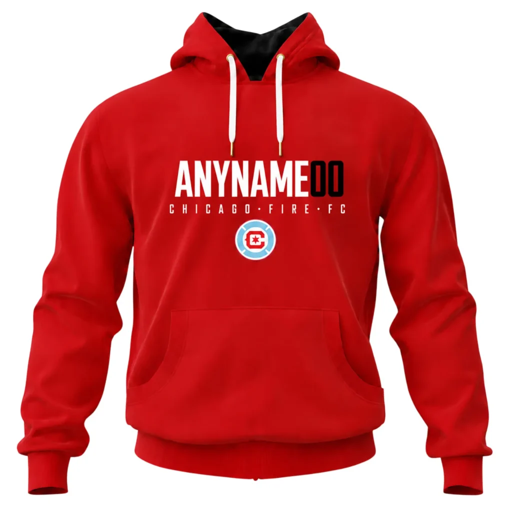 Chicago Fire Red Pullover Hoodie Custom Name and Number Bold Team Apparel