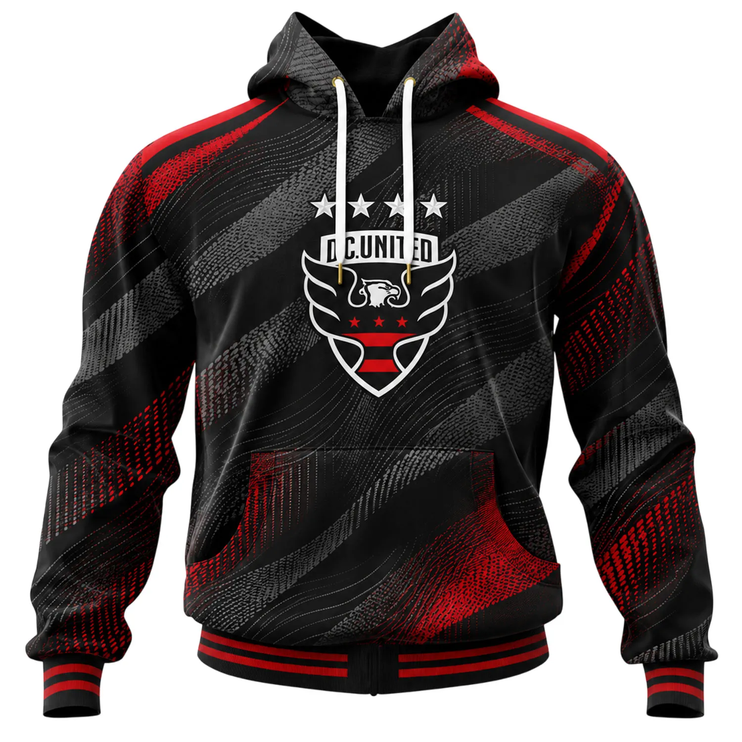 DC United Black Hoodie Custom – Elite Fan Apparel - Image 2