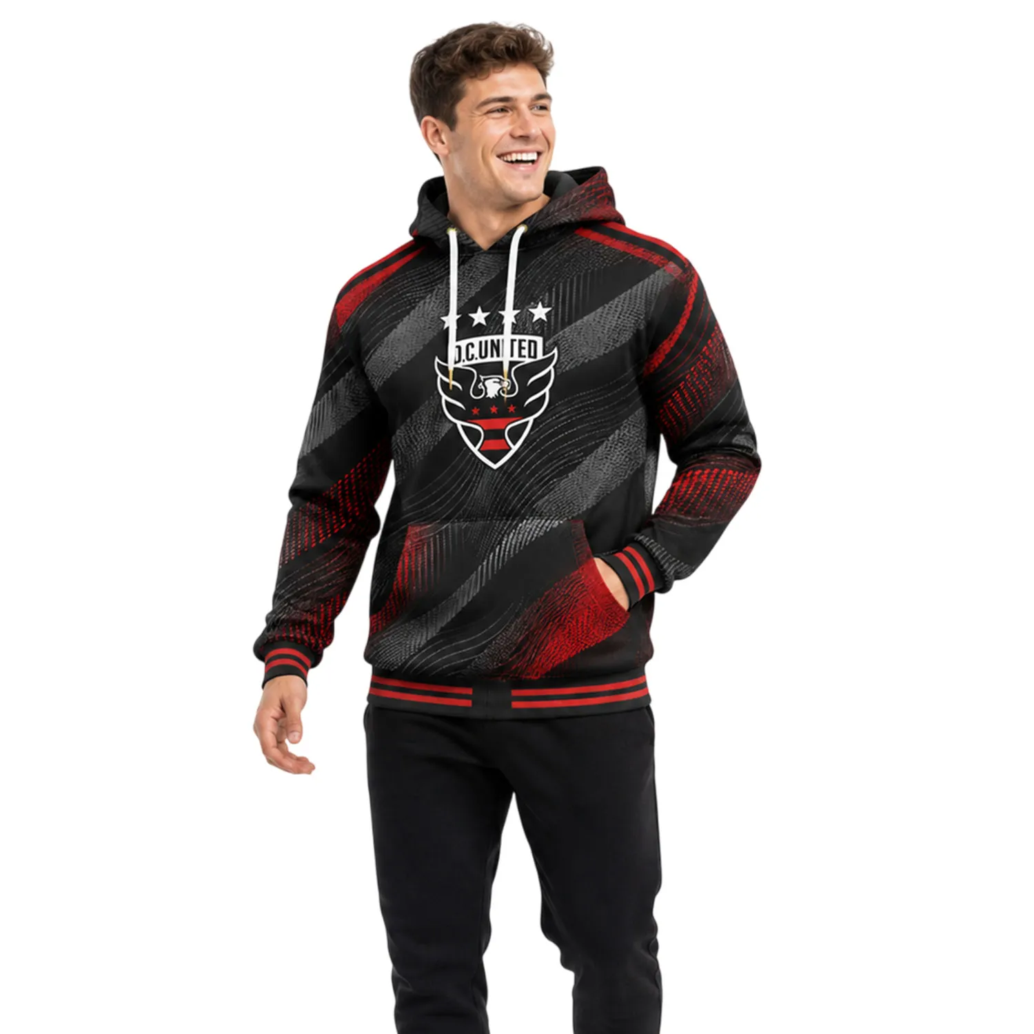 DC United Black Hoodie Custom – Elite Fan Apparel - Image 4