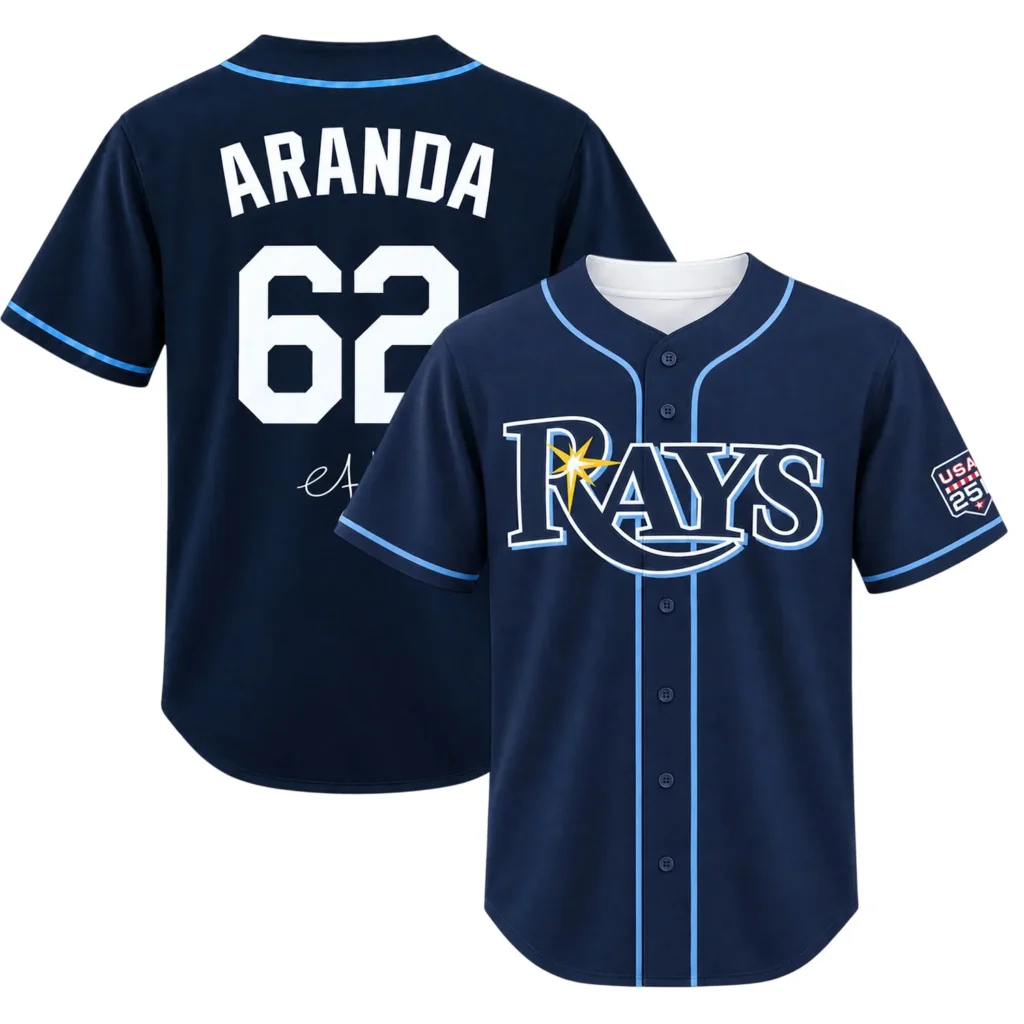 Devil Rays Blue Jersey Jonathan Aranda Signature Bold Fan Style