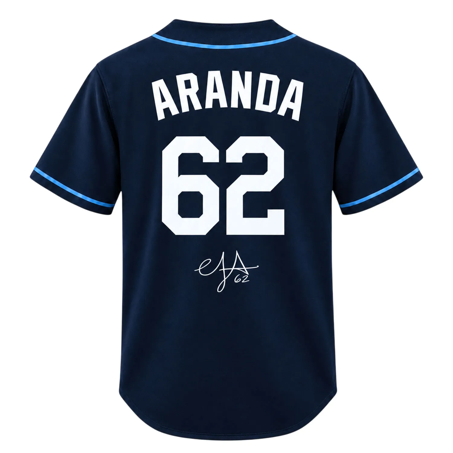 Devil Rays Blue Jersey Jonathan Aranda Signature Bold Fan Style - Image 3