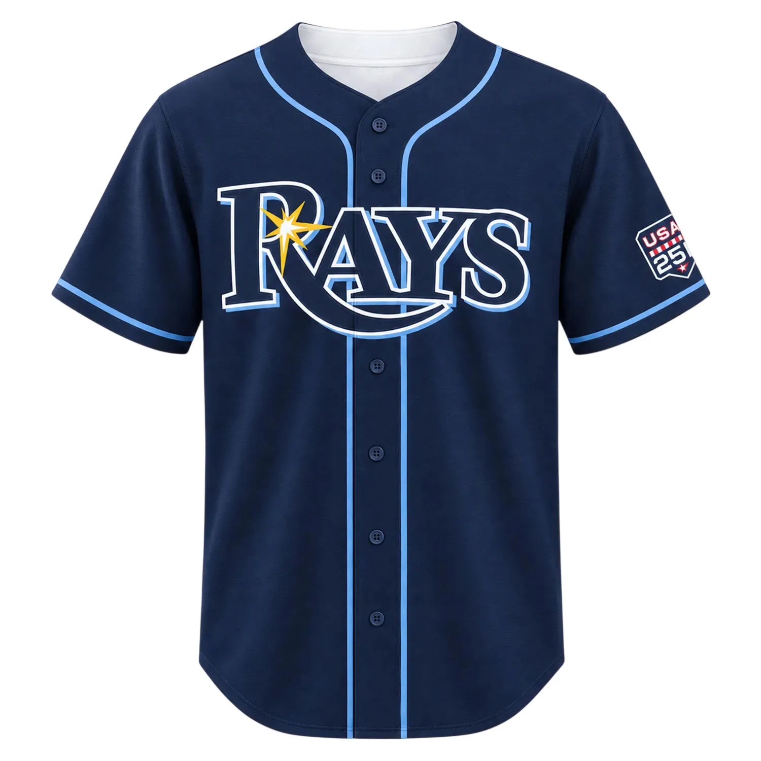 Devil Rays Blue Jersey Jonathan Aranda Signature Bold Fan Style - Image 2