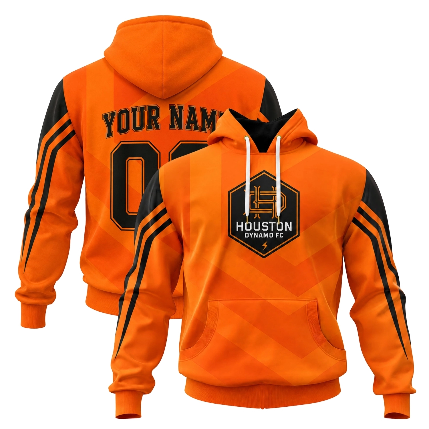 Houston Dynamo Soccer Hoodie Custom Vibrant Chevron Design