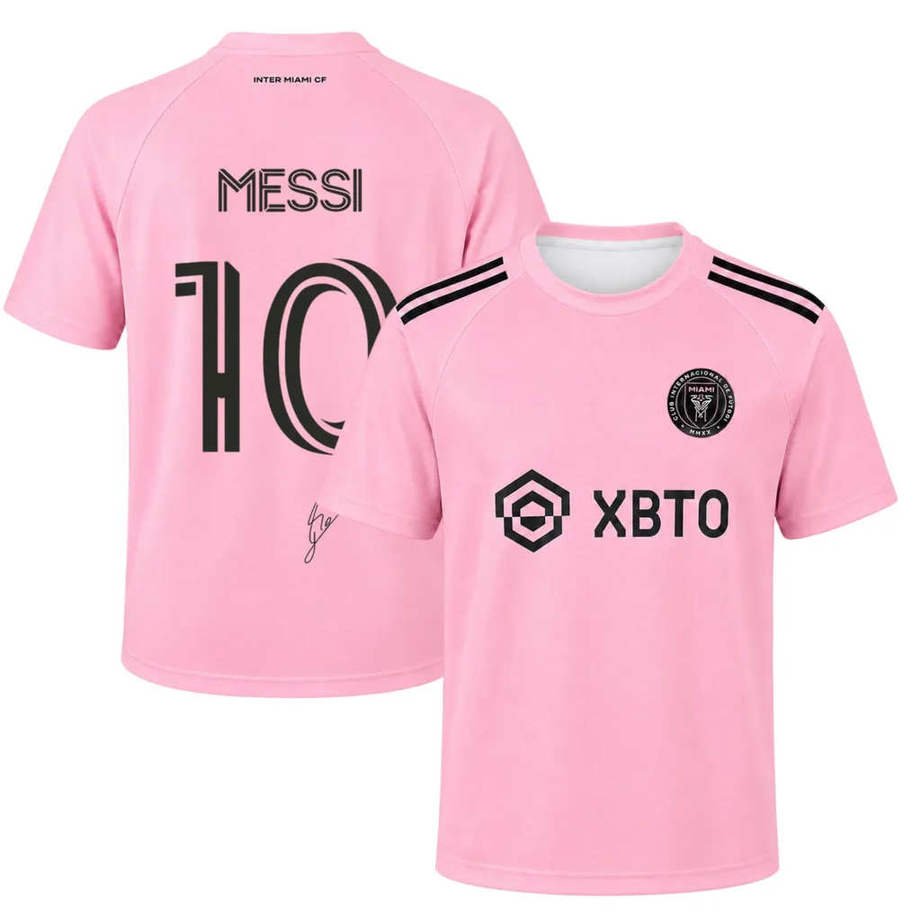 Inter Miami Pink Jersey Lionel Messi Bold Soccer Jersey