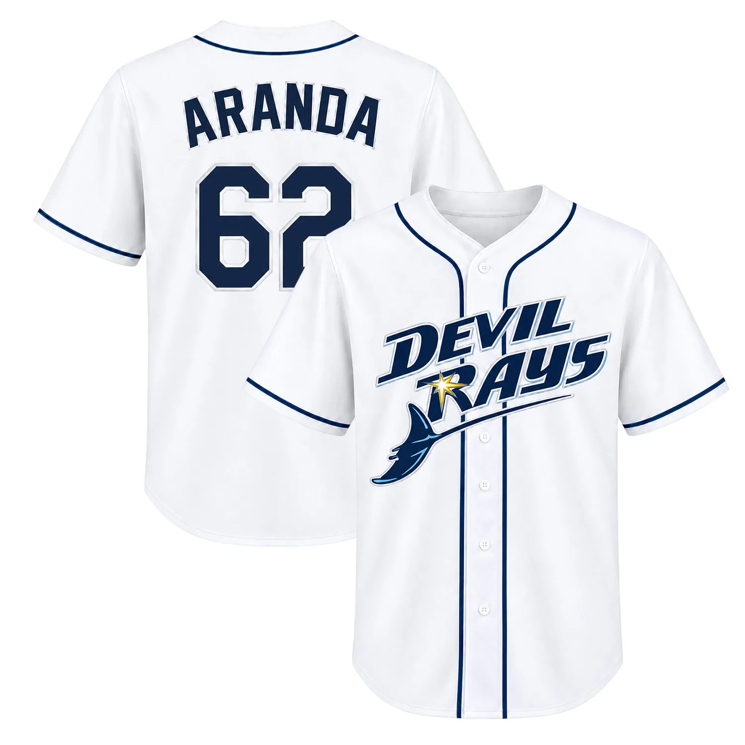 Jonathan Aranda Rays White Jersey Bold Name & Number