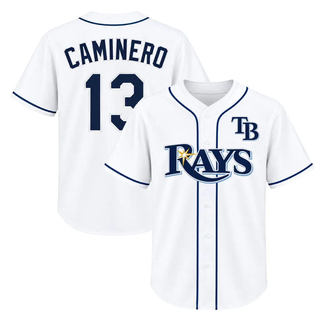 Junior Caminero TP Rays Home White Jersey –  Limited Tee