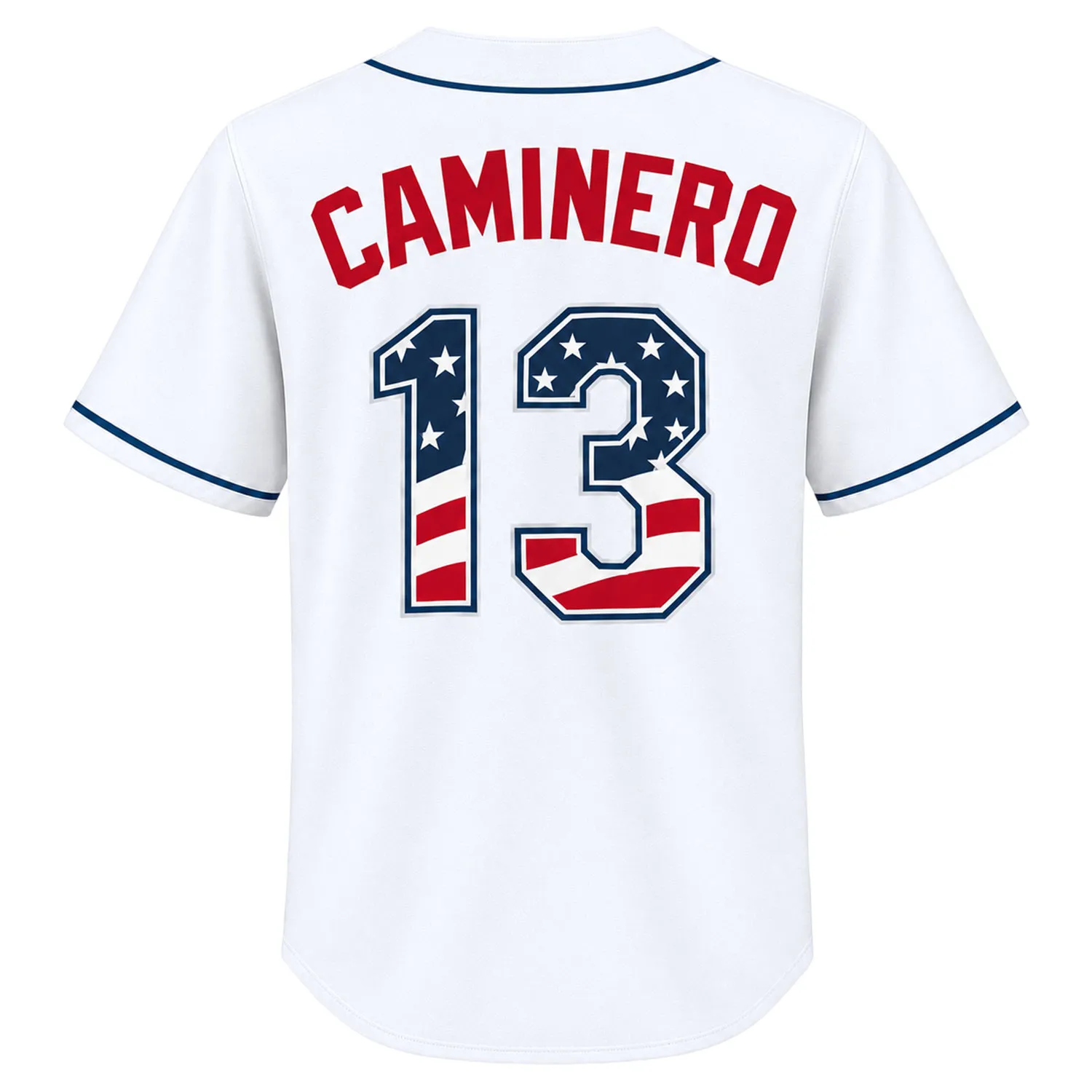 Junior Caminero USA Flag Jersey – Elite TP Rays Fan Tee - Image 3