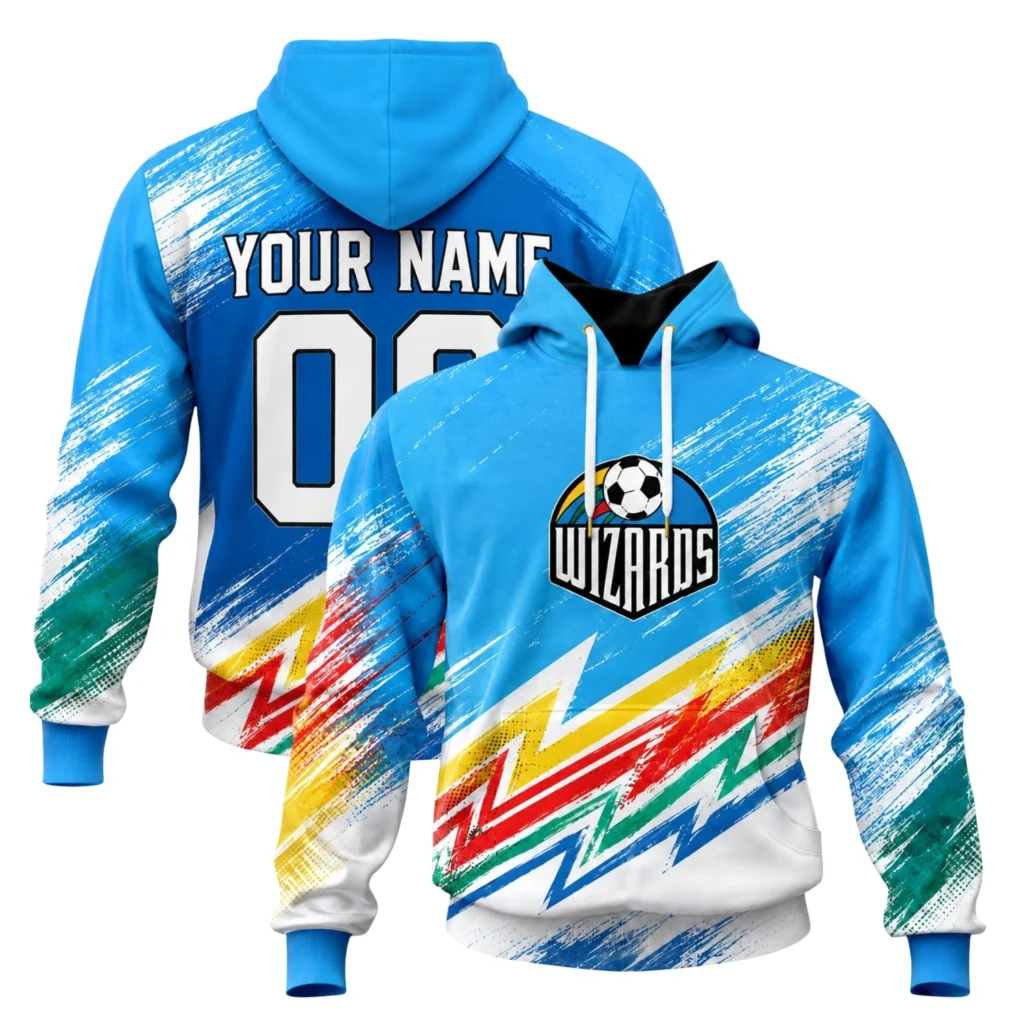 KC Wizards Hoodie Bold Rainbow Splash Retro Graphic