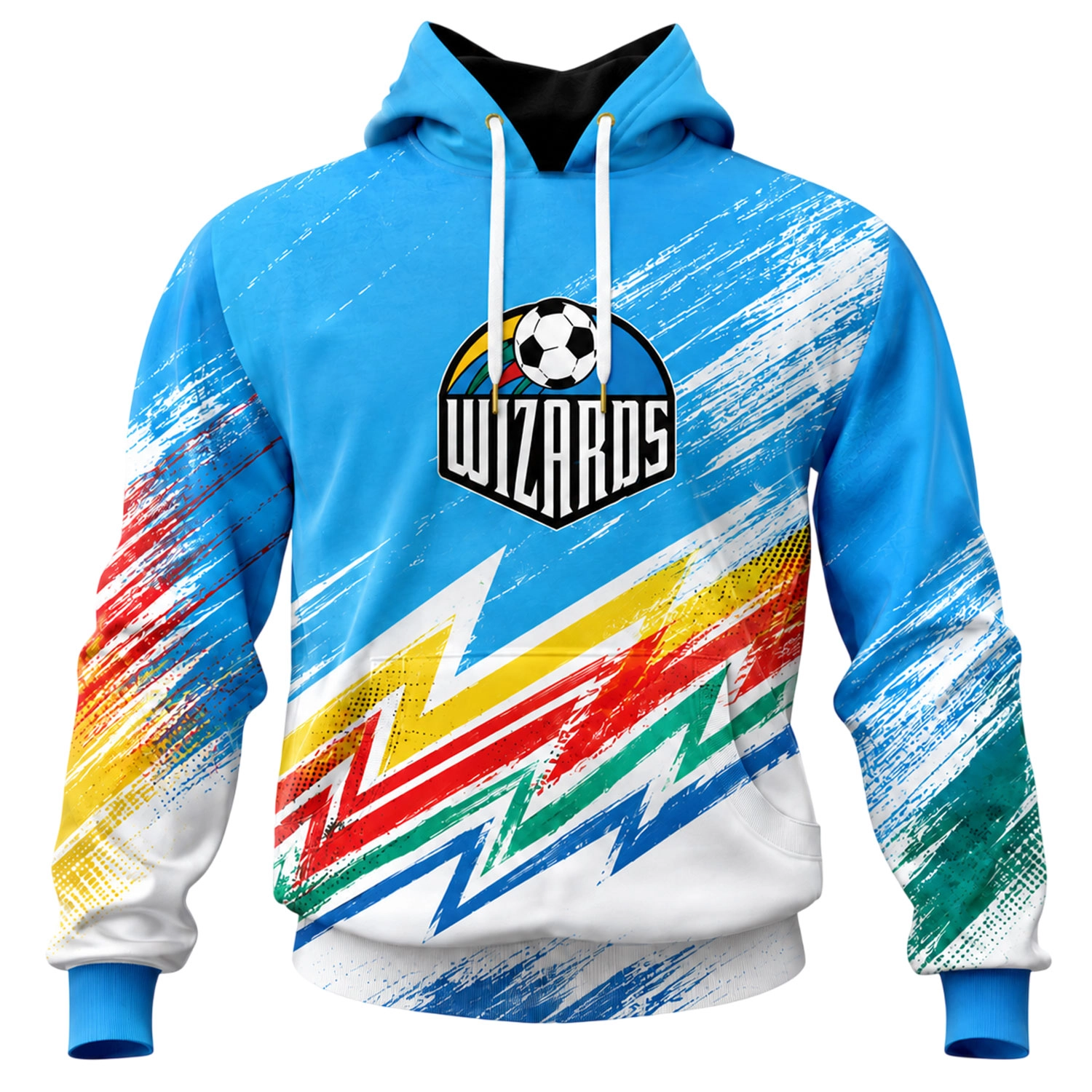 KC Wizards Hoodie Bold Rainbow Splash Retro Graphic - Image 2
