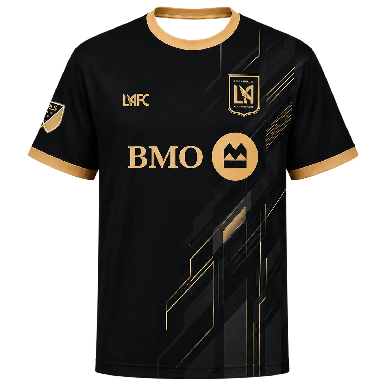 LAFC Personalized Jersey – Bold Geometric Black Gold Kit - Image 2