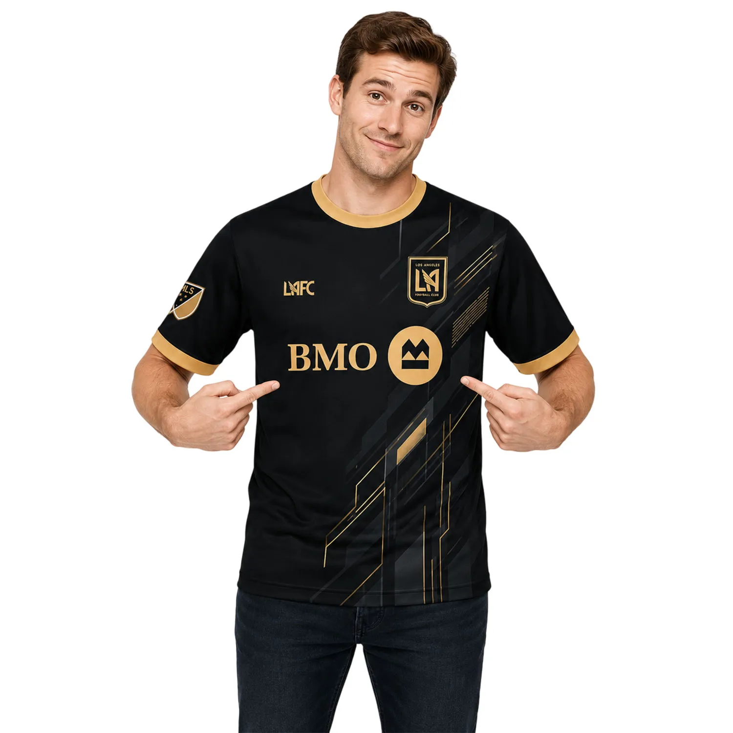 LAFC Personalized Jersey – Bold Geometric Black Gold Kit - Image 4