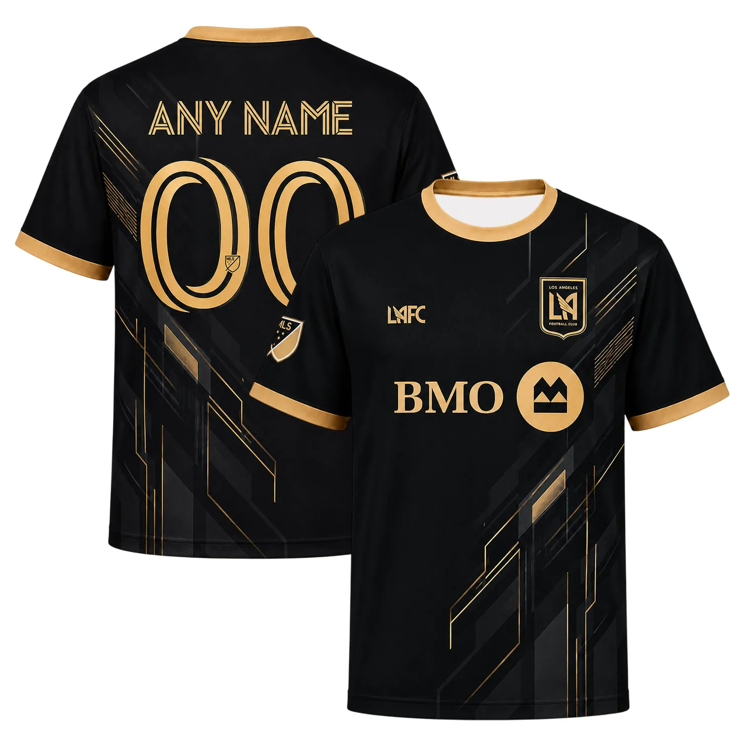 LAFC Personalized Jersey – Bold Geometric Black Gold Kit