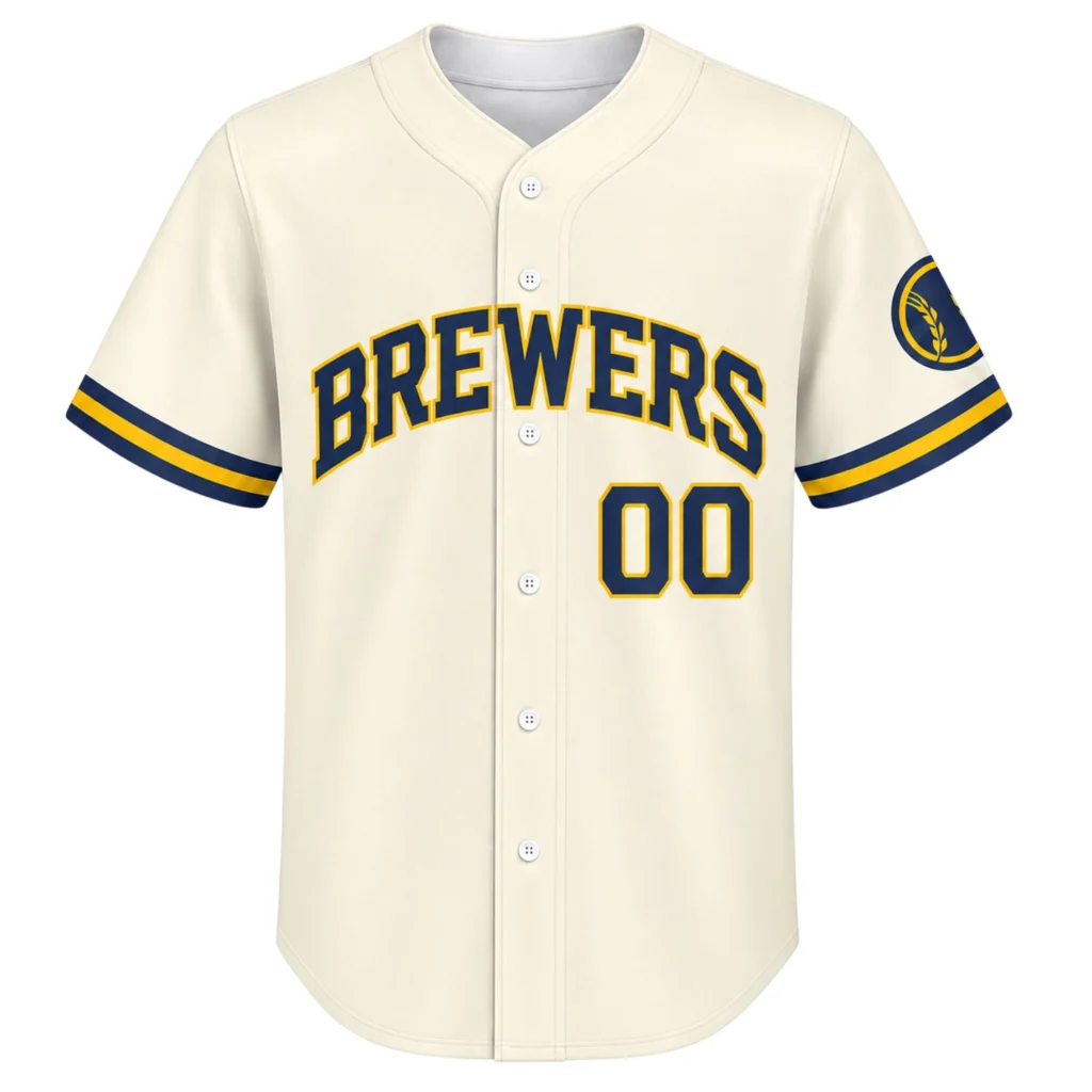 Milwaukee Brewers Custom Jersey Remarkable Cream Home