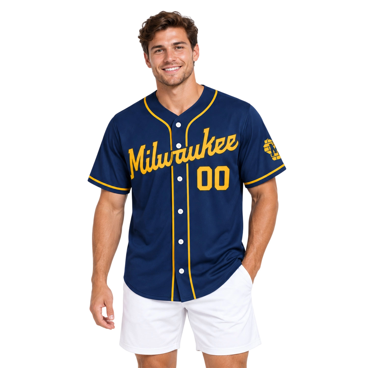 Milwaukee Brewers Navy Jersey Vibrant Baseball Style - Image 4