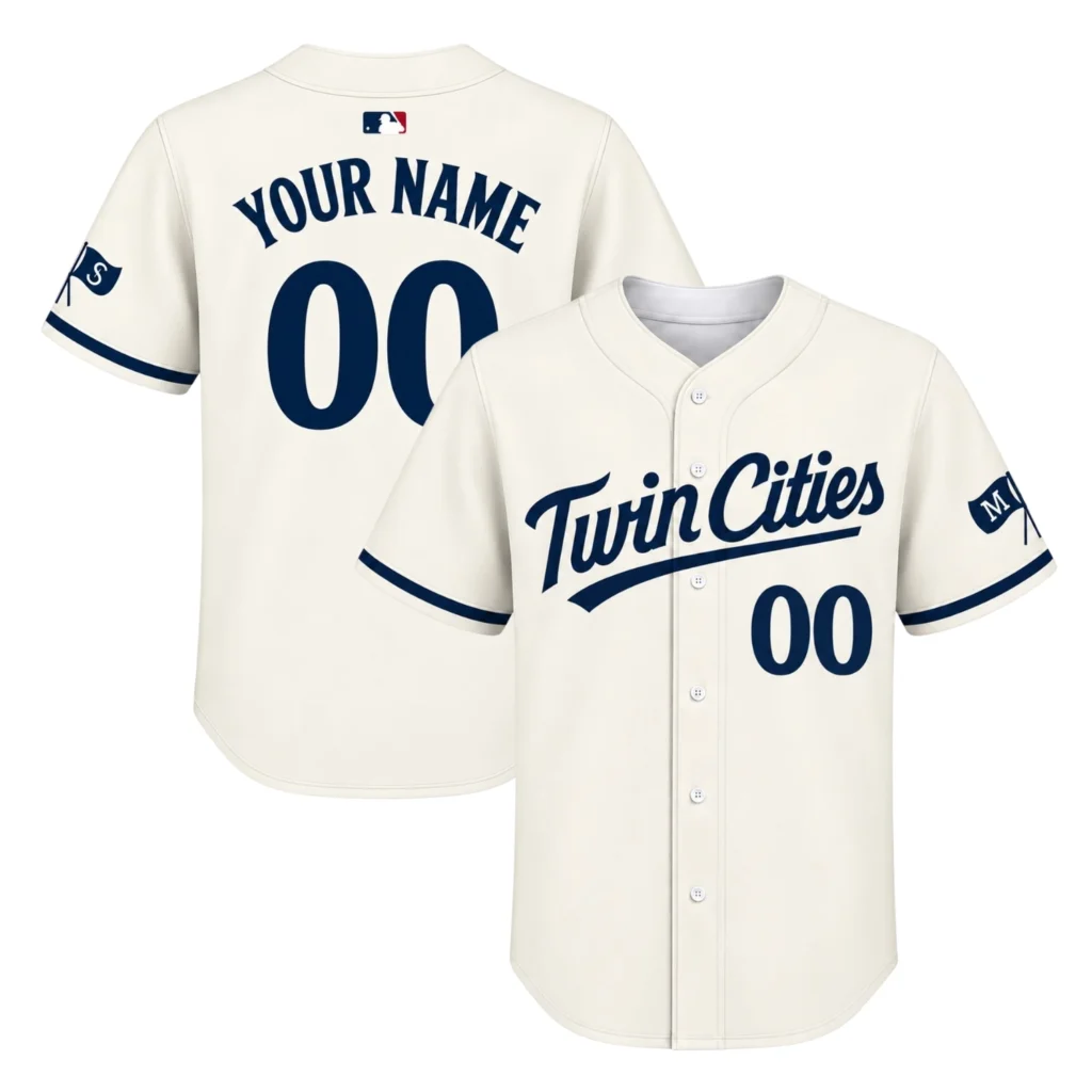 Minnesota Twins Custom Baseball Jersey Bold Cream Style