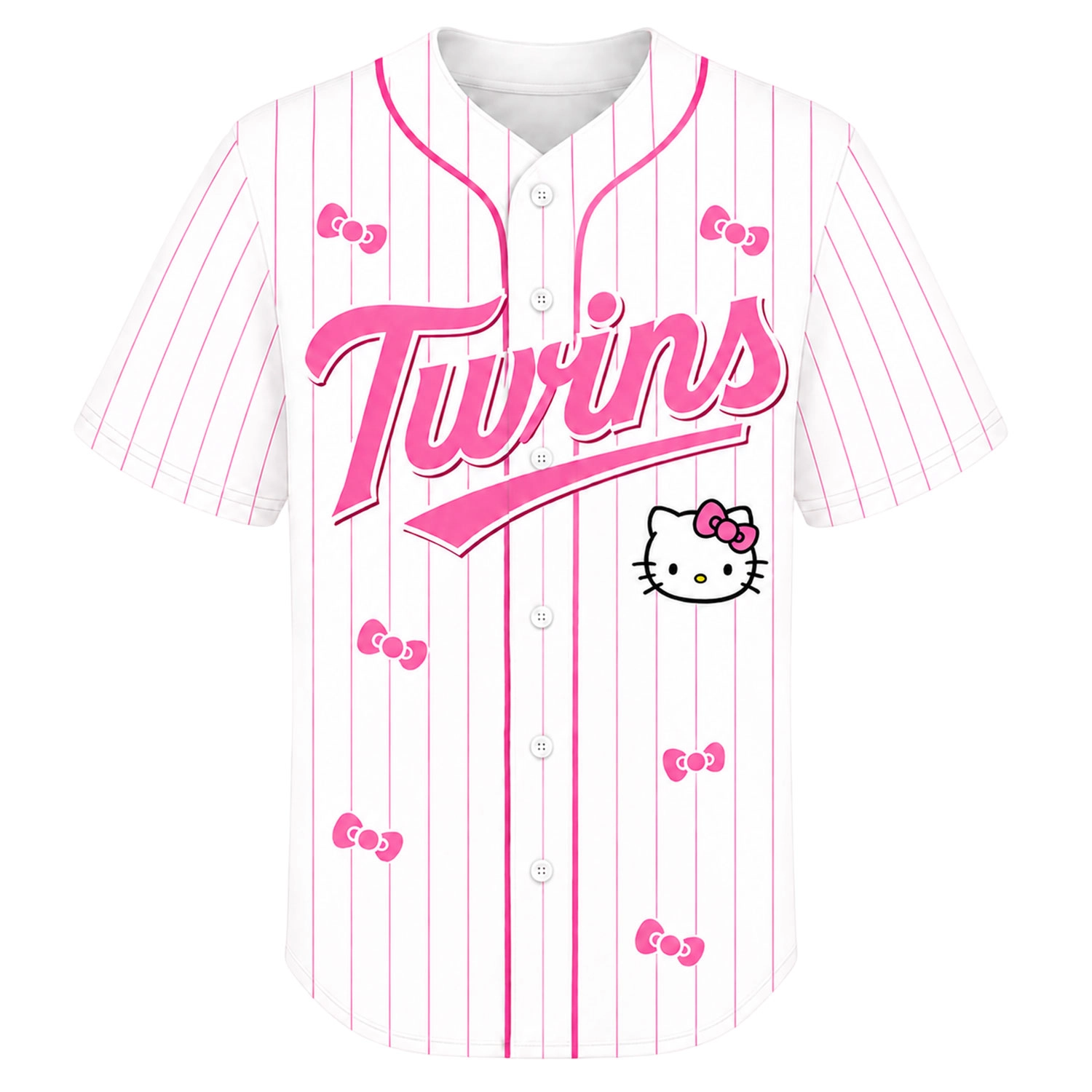 Minnesota Twins Hello Kitty Jersey Adorable Pink Pinstripe - Image 2