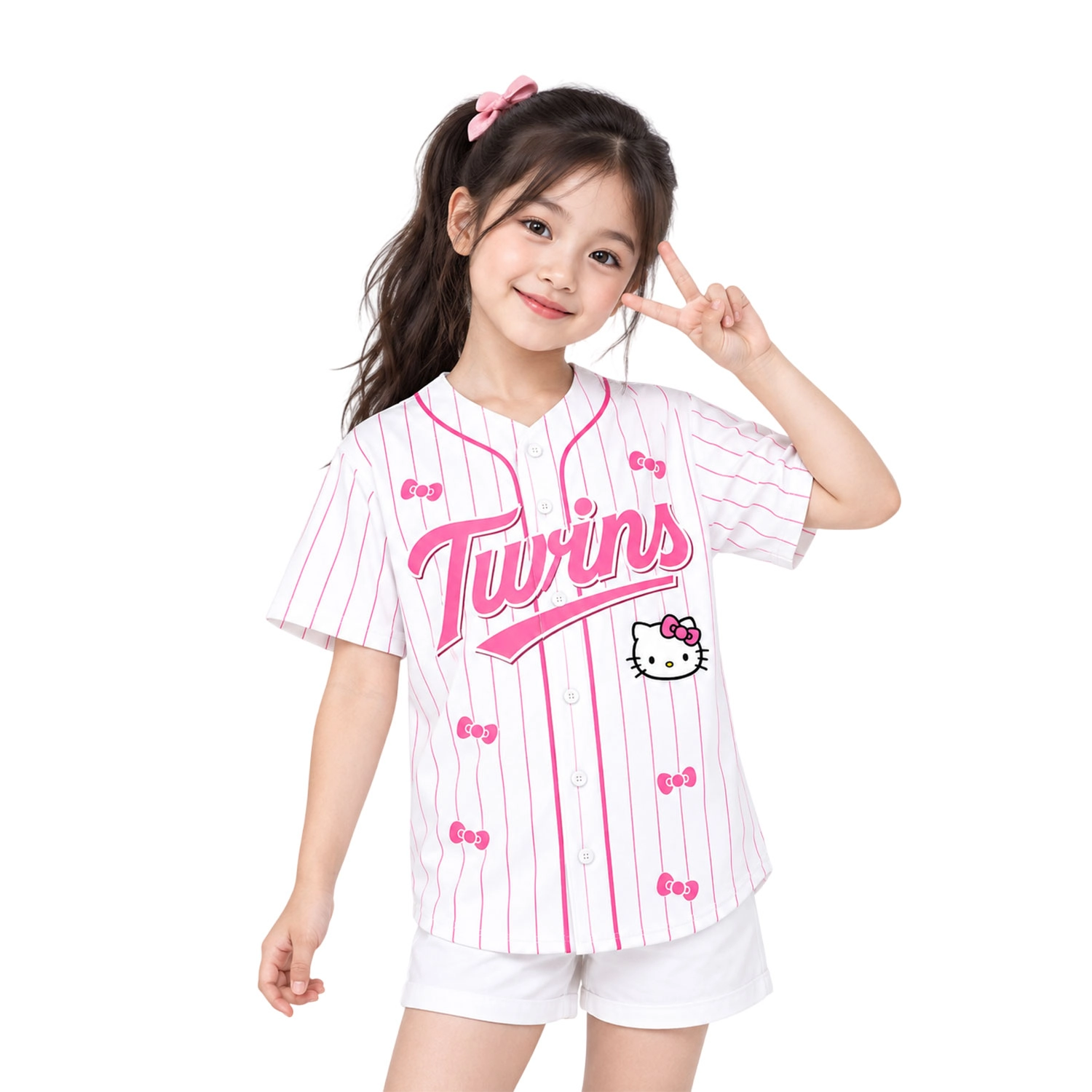 Minnesota Twins Hello Kitty Jersey Adorable Pink Pinstripe - Image 4
