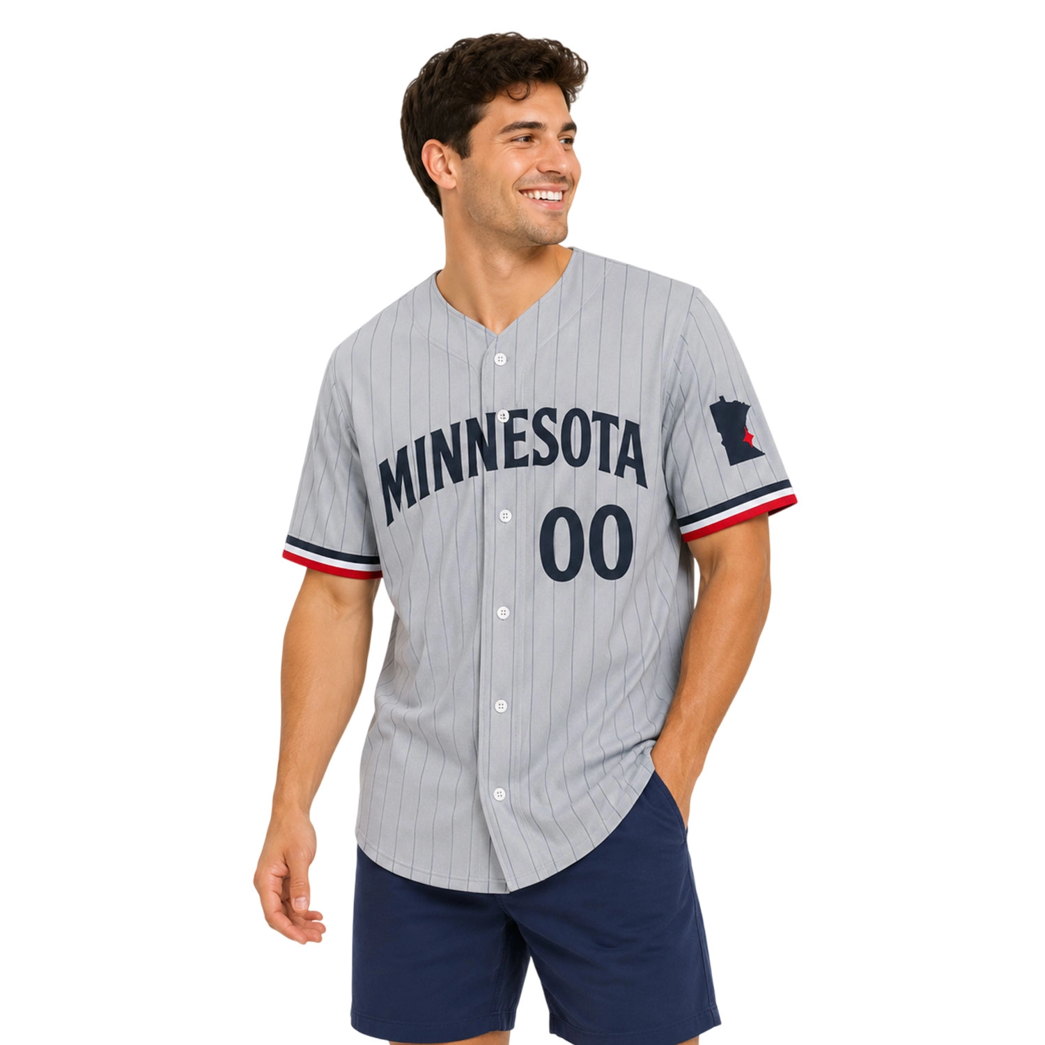 Minnesota Twins Pinstripe Jersey Custom Remarkable Gray - Image 4