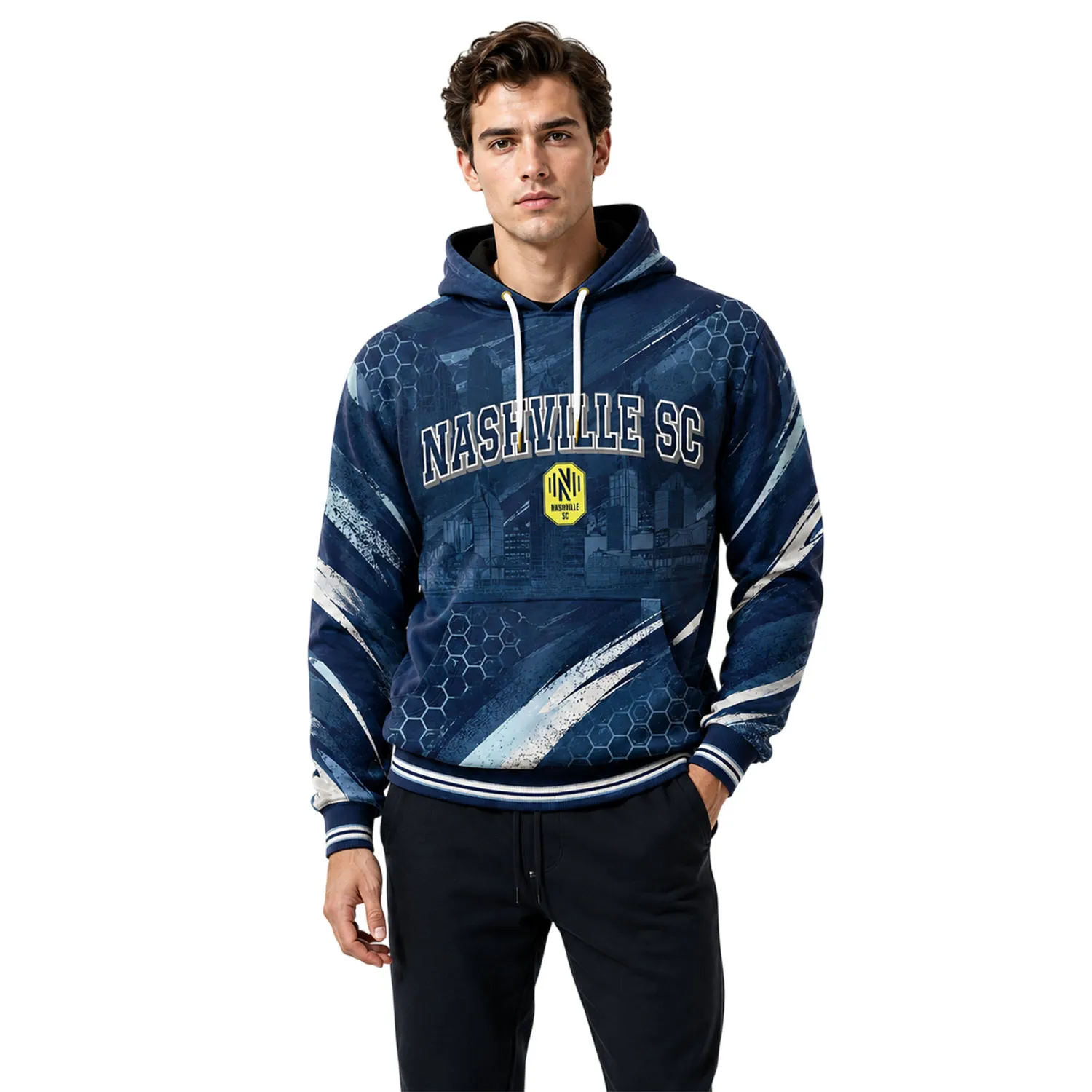 Nashville SC Blue Custom Hoodie Special Skyline - Image 4