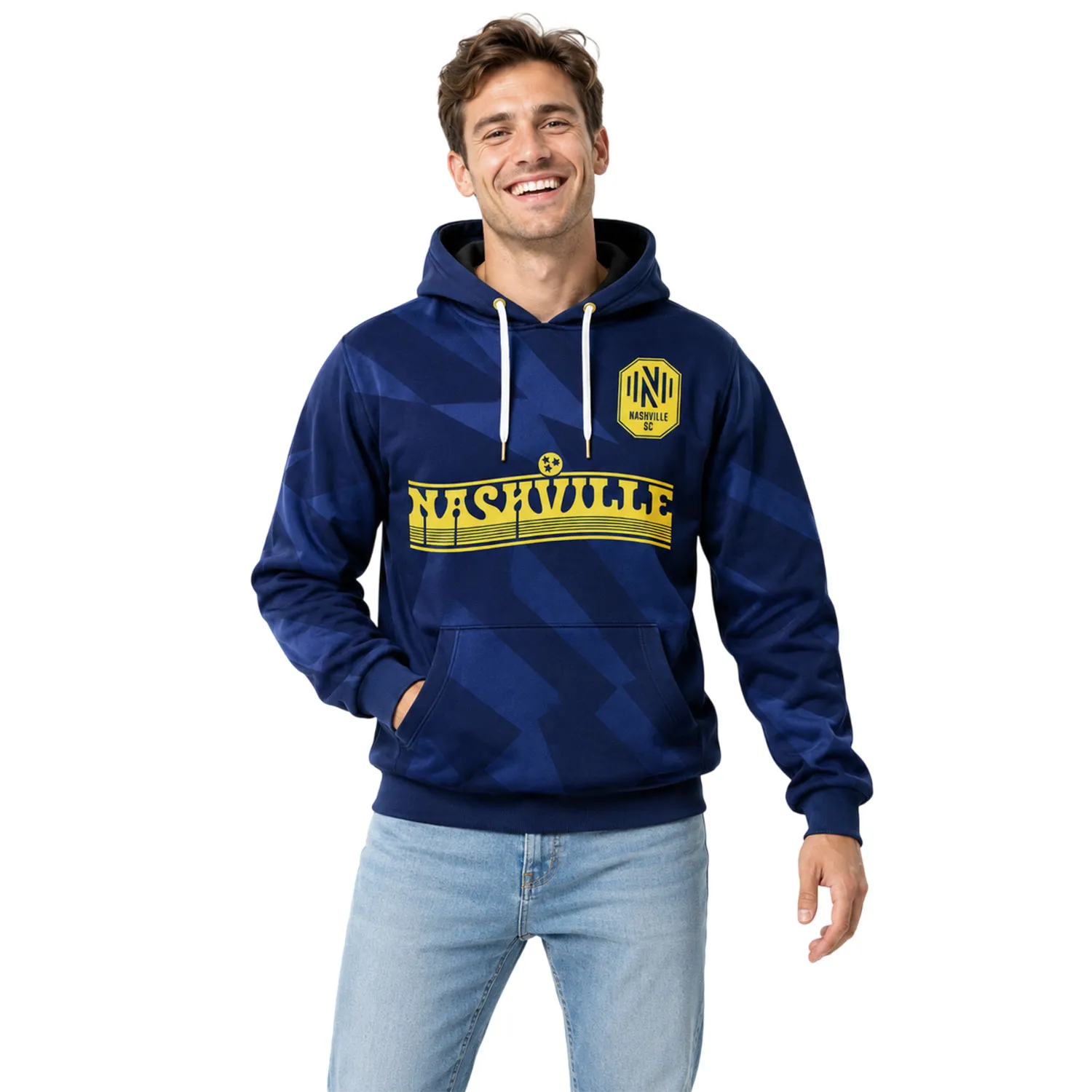 Nashville SC Navy Hoodie Dynamic Skyline Style Custom - Image 4