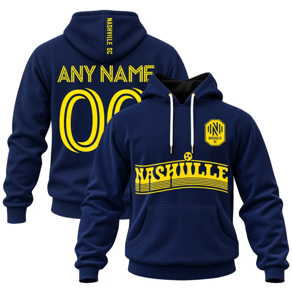 Navy Nashville Pullover Hoodie Vibrant Skyline Graphic Custom