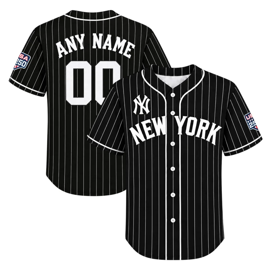 New York Yankees Black Jersey 2026 Bold Pinstripe MLB Jersey