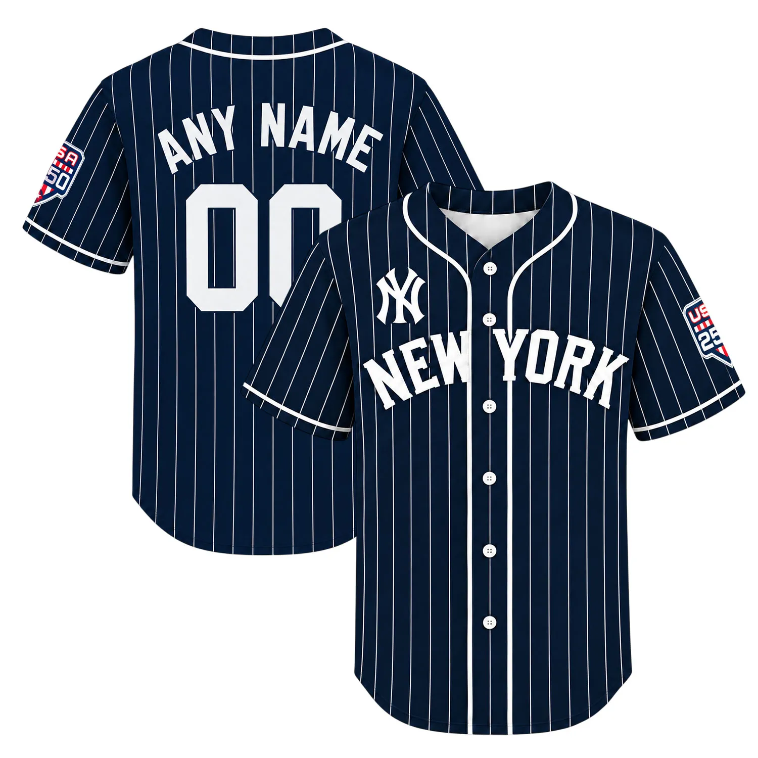 New York Yankees Navy Jersey Custom Elite Pinstripe Style