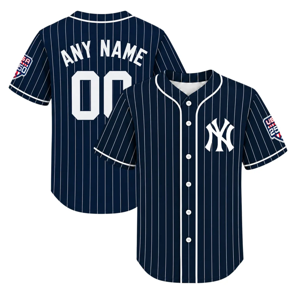 New York Yankees Navy Pinstripe Jersey Dynamic Retro Style
