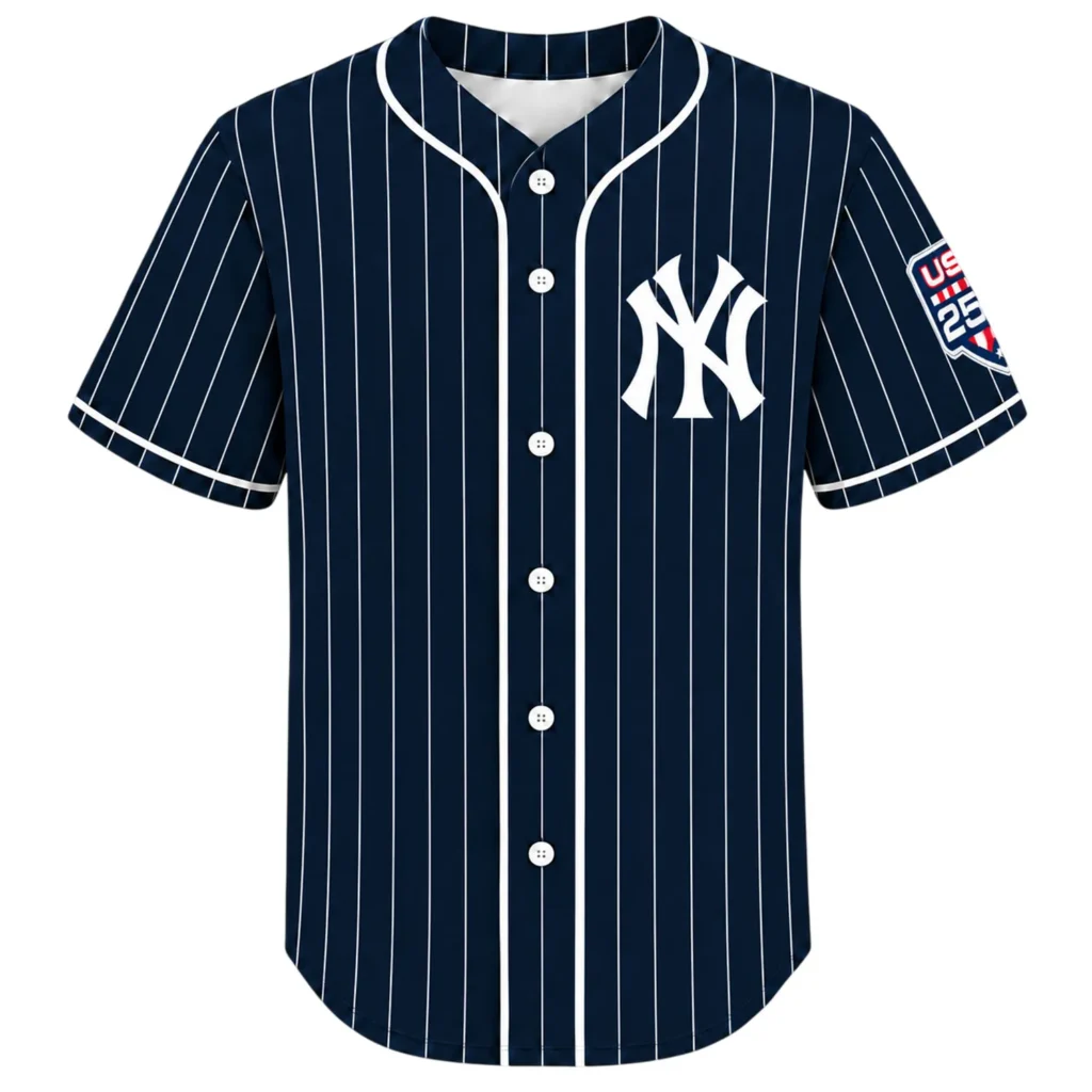 New York Yankees Navy Pinstripe Jersey Dynamic Retro Style