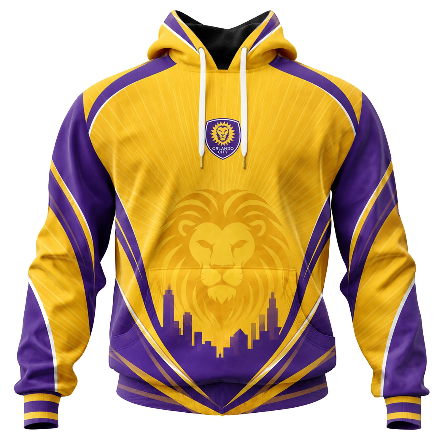 Orlando City SC Hoodie Custom Bold Gold Lion Style - Image 2