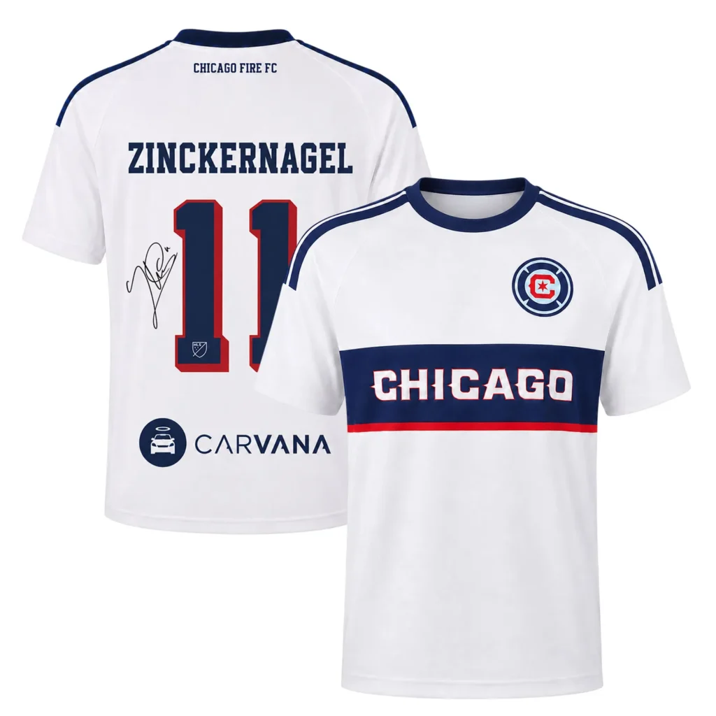 Philip Zinckernagel Chicago Fire White Jersey with Bold Team Crest