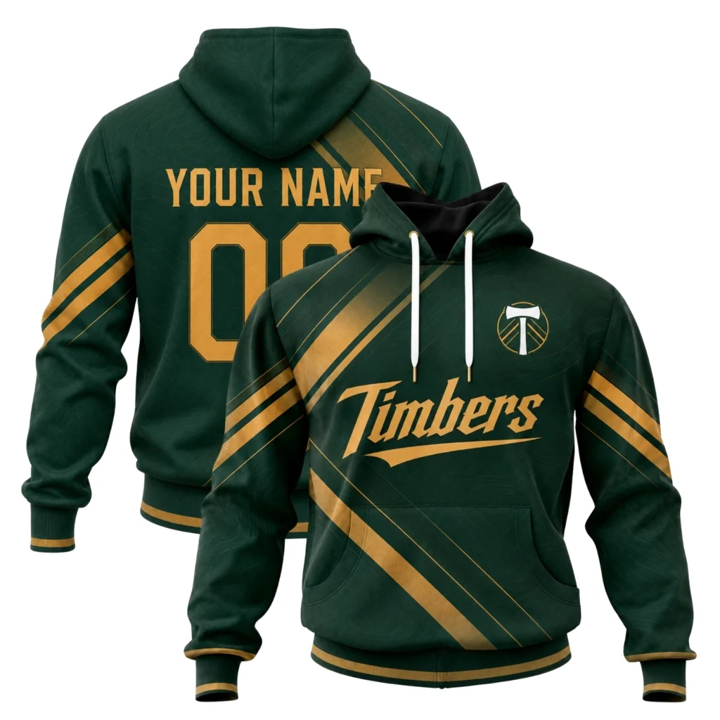 Portland Timbers Fan Hoodie Custom Elite Gold Stripe
