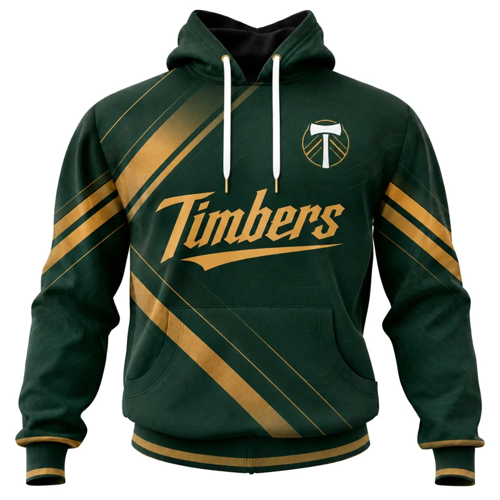 Portland Timbers Fan Hoodie Custom Elite Gold Stripe