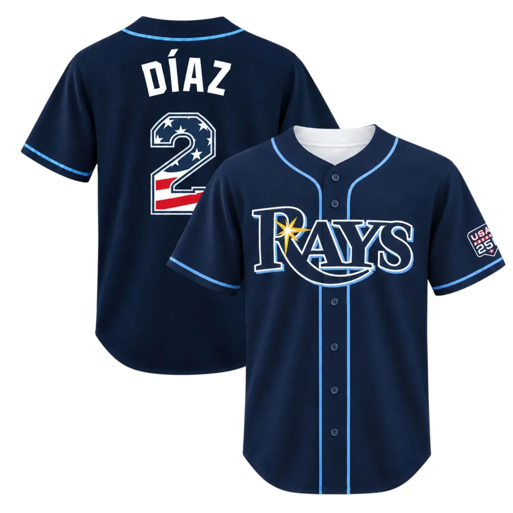 Rays Merch Sport Navy Jersey Yandy Diaz Bold Name & Number