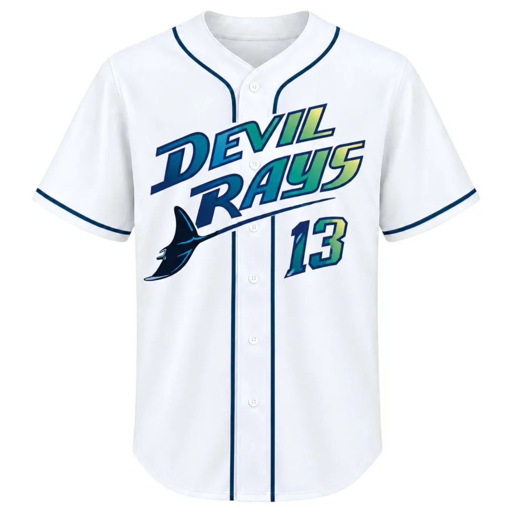 Rays White Jersey Junior Caminero Valuable Fanwear