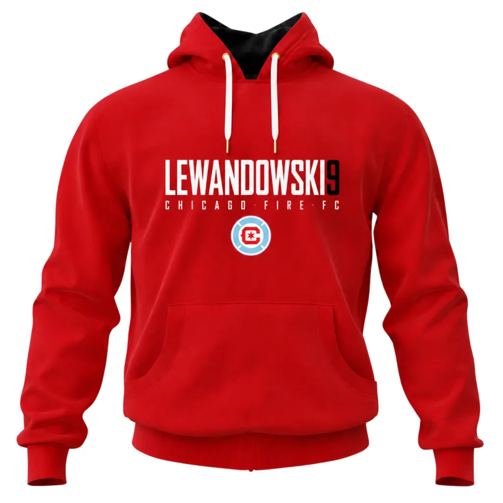 Robert Lewandowski Red Hoodie 2026 Epic Chicago Fire Fanwear