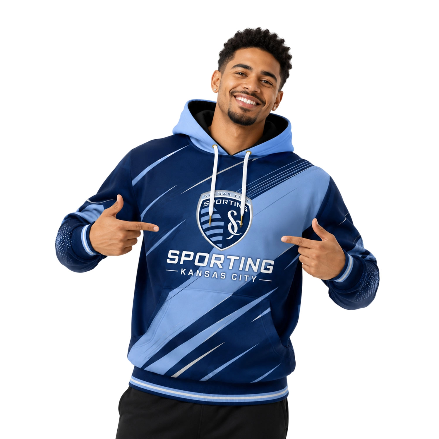 Sporting Kansas City Soccer Hoodie Custom Vibrant Diagonal Graphic - Image 4